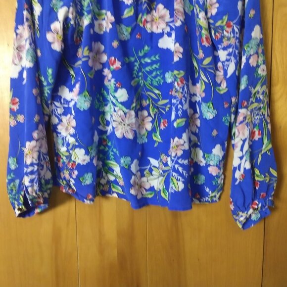 Sunday Funday Women's Small Floral Long Sleeve Pullover Blouse Boho Peasant - Picture 3 of 6